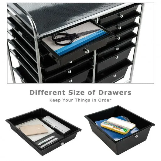 12 Drawers Rolling Cart Storage Scrapbook Paper Organizer Bins-Black