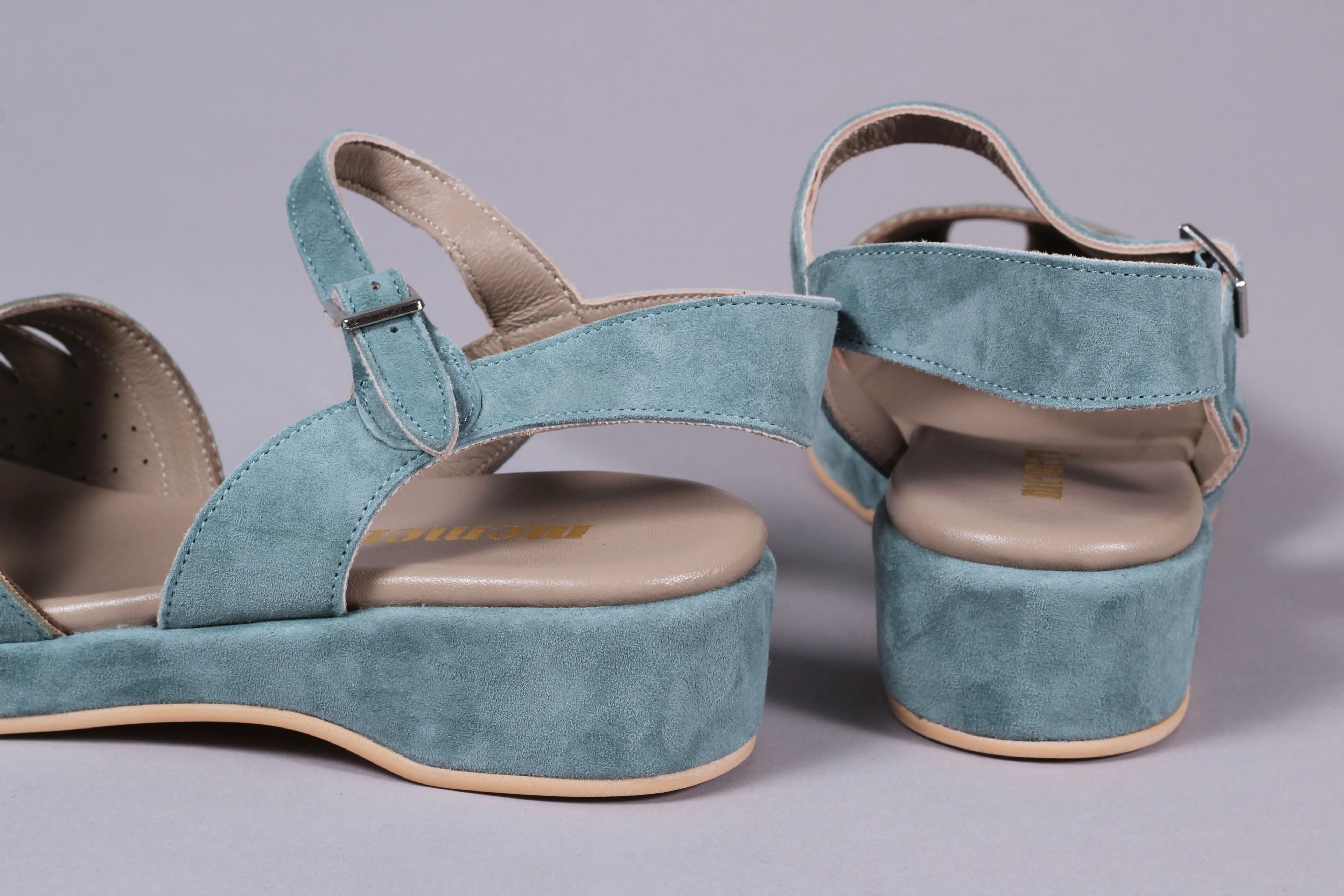 1940s / 50s style suede wedge - Dusty blue - Ella