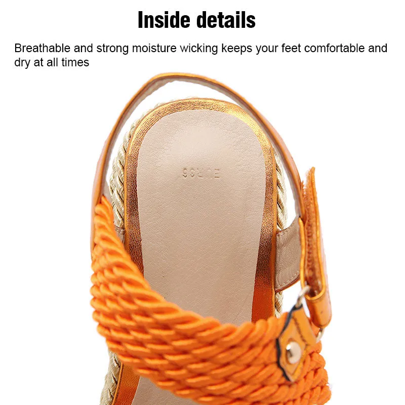 2022 Summer Boho Wedges Dress Party Rainbow Multicolor High Heels