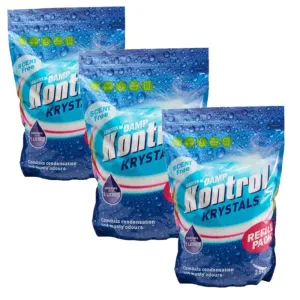 3 x Kontrol Damp Krystals 2.5KG Bag Scent Free Damp Moisture Trap Refill