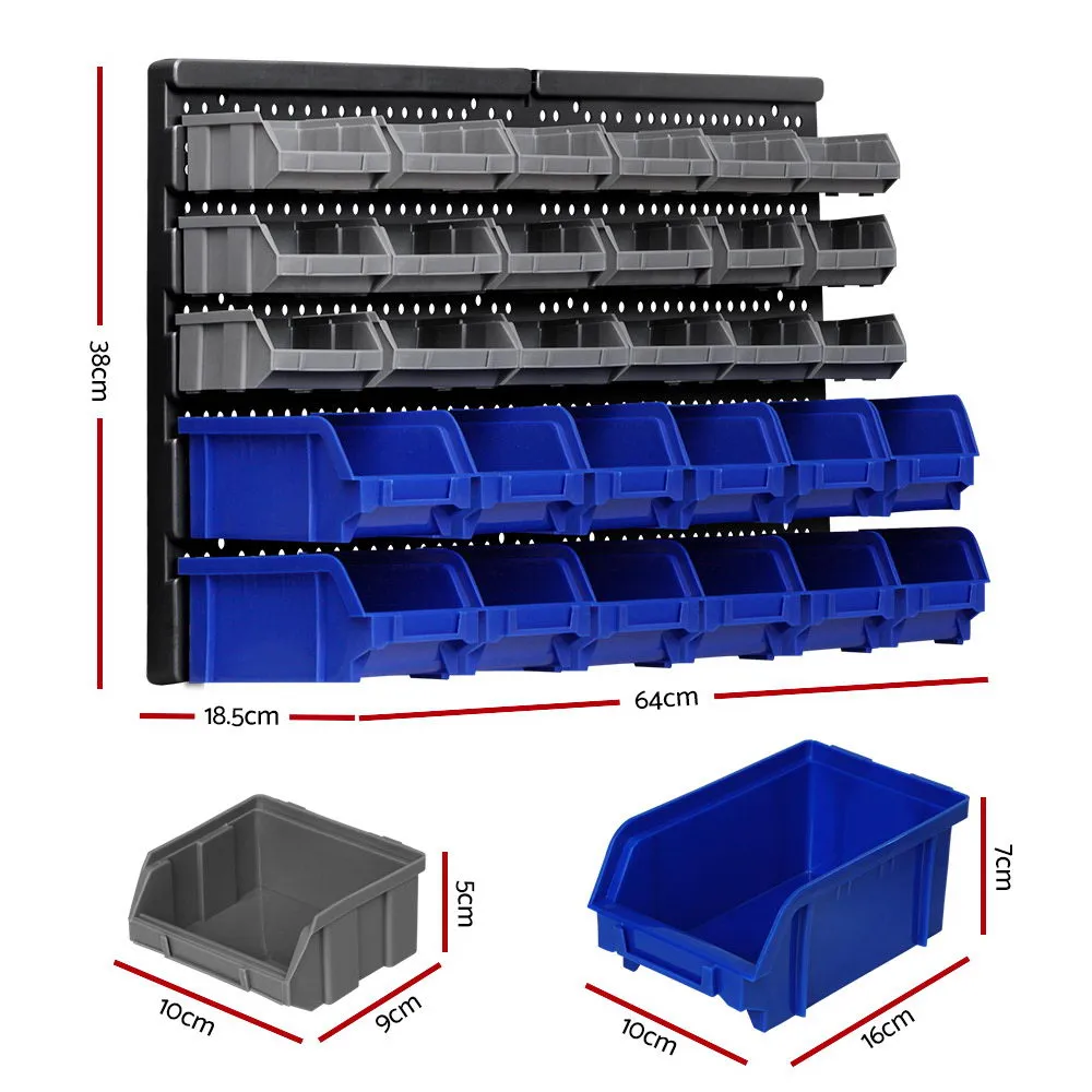 30 Bin Wall Mounted Storage Rack Garage Shed Organiser