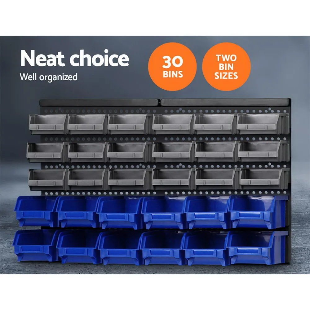 30 Bin Wall Mounted Storage Rack Garage Shed Organiser