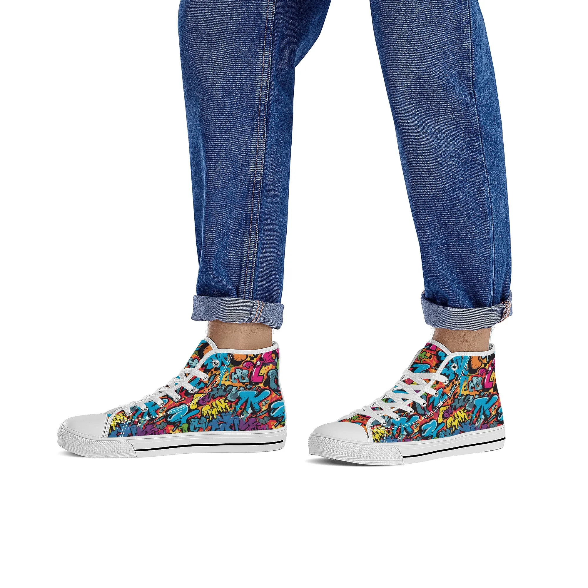 3D Abstract Graffiti Street Art Converse Style High Tops