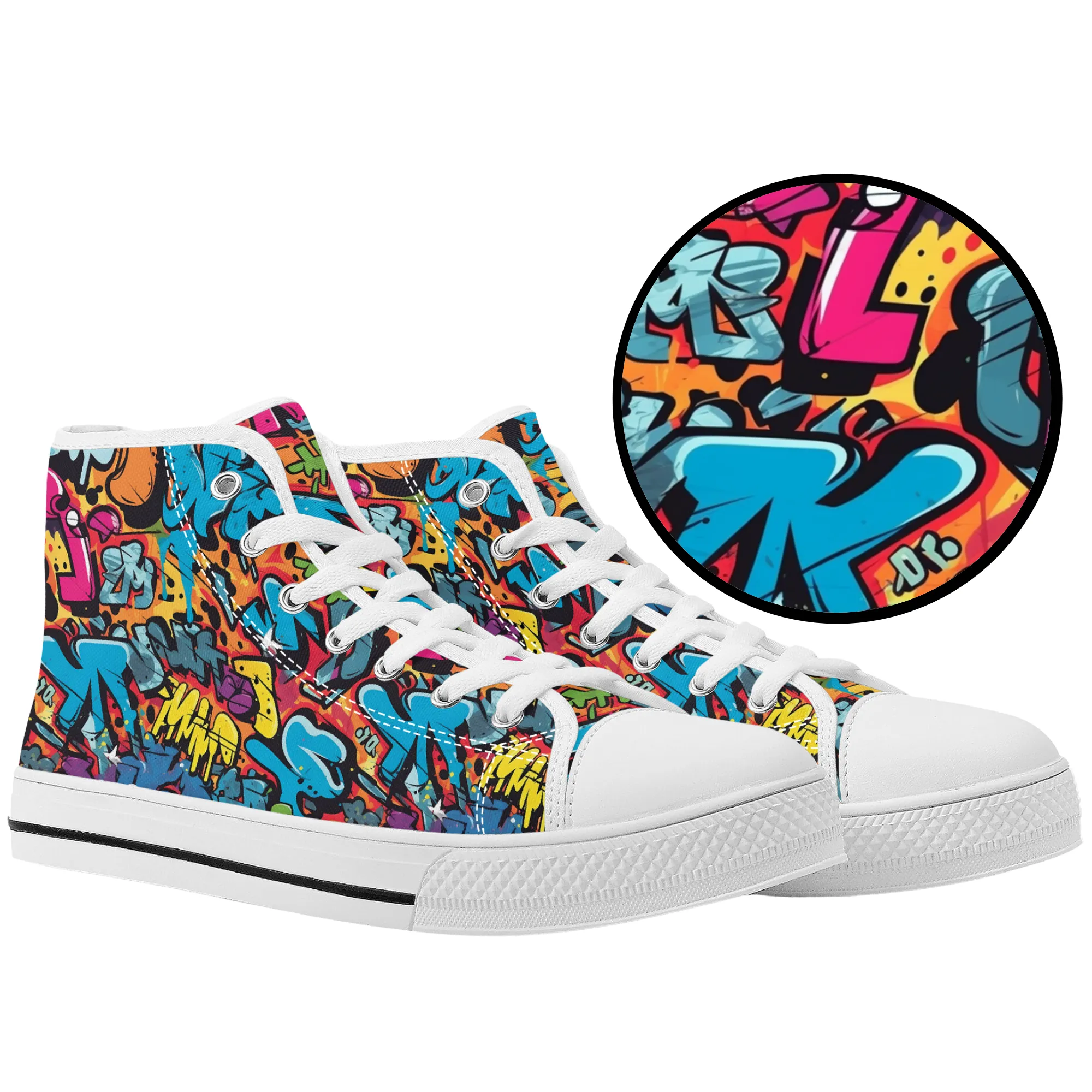 3D Abstract Graffiti Street Art Converse Style High Tops