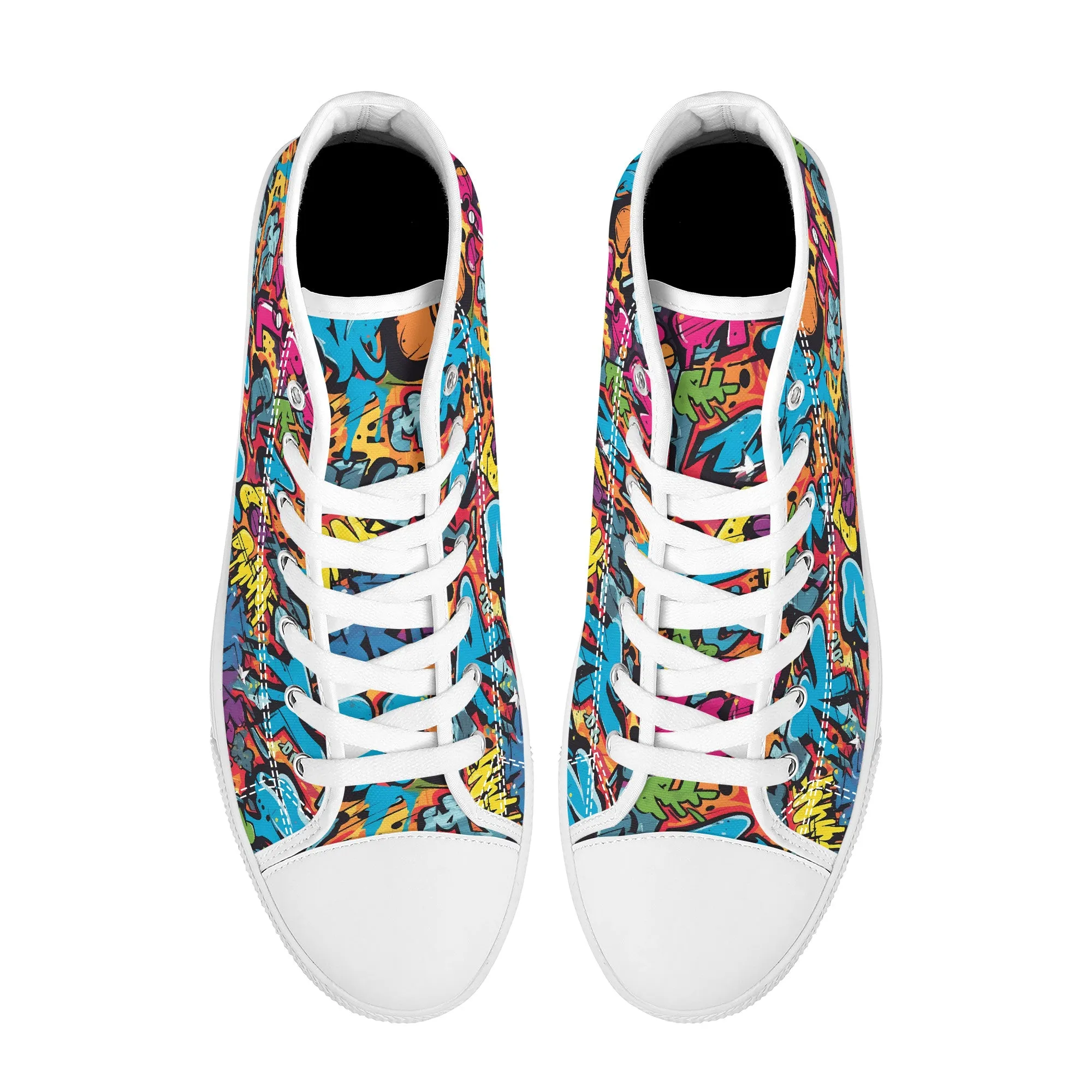 3D Abstract Graffiti Street Art Converse Style High Tops