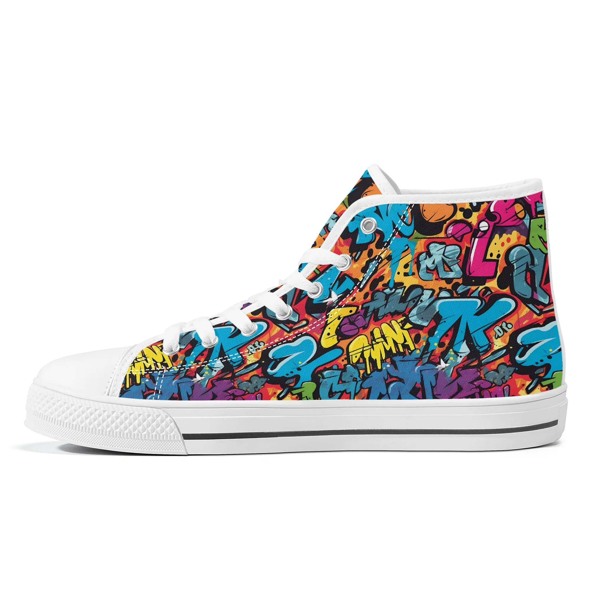 3D Abstract Graffiti Street Art Converse Style High Tops