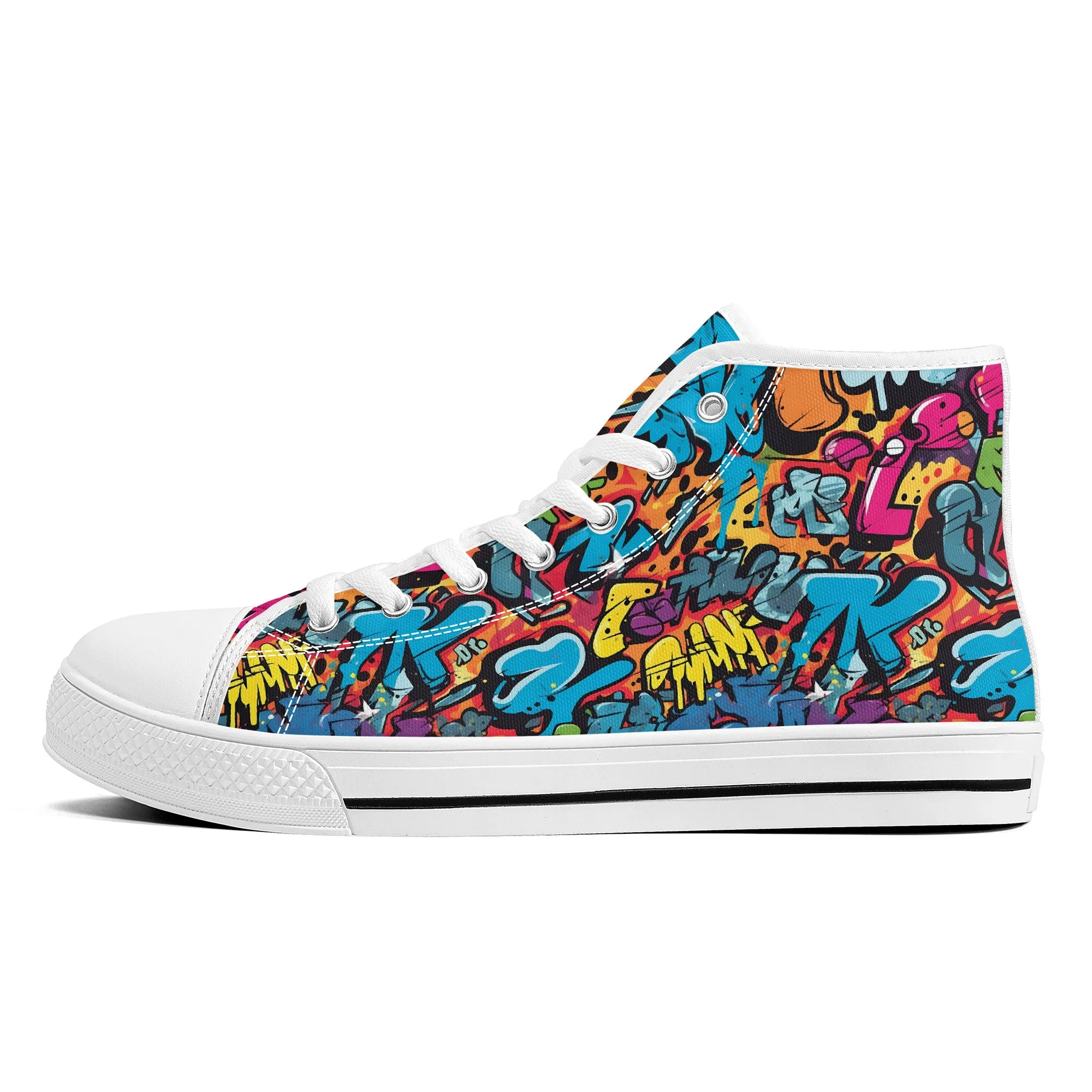 3D Abstract Graffiti Street Art Converse Style High Tops