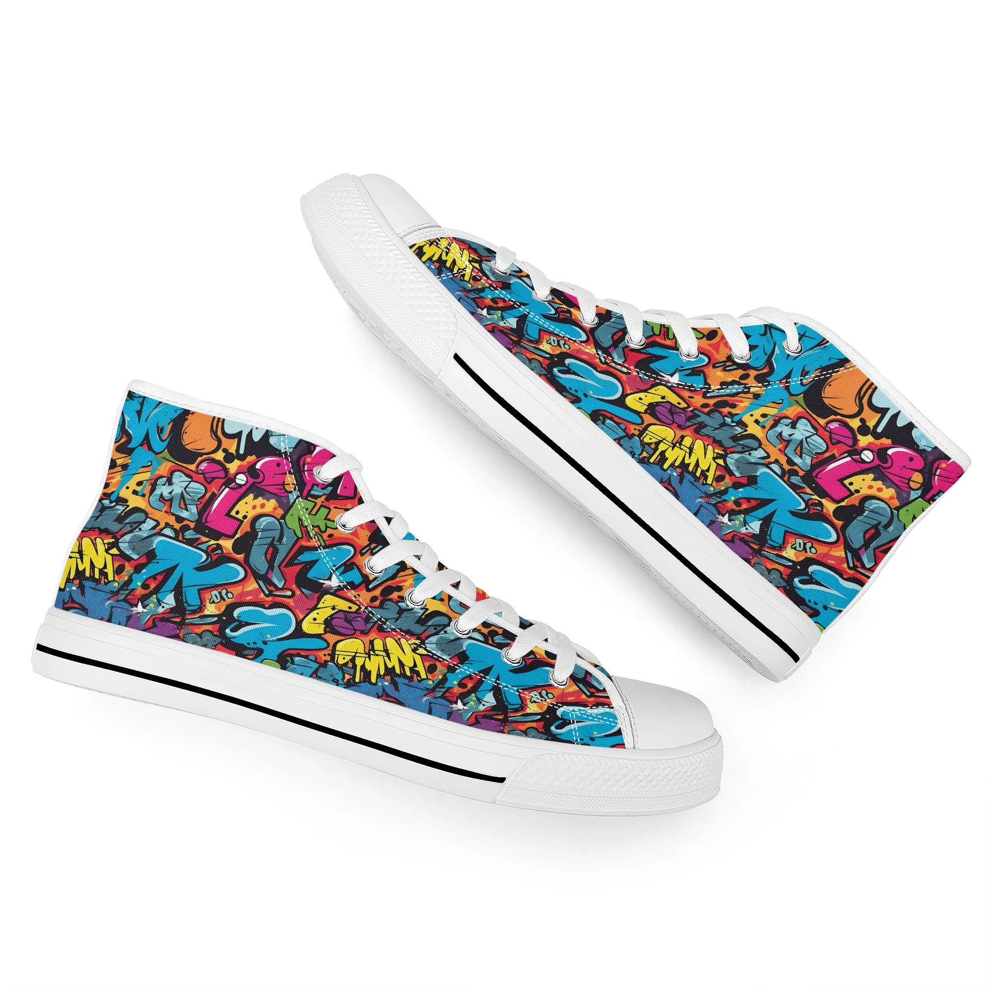 3D Abstract Graffiti Street Art Converse Style High Tops