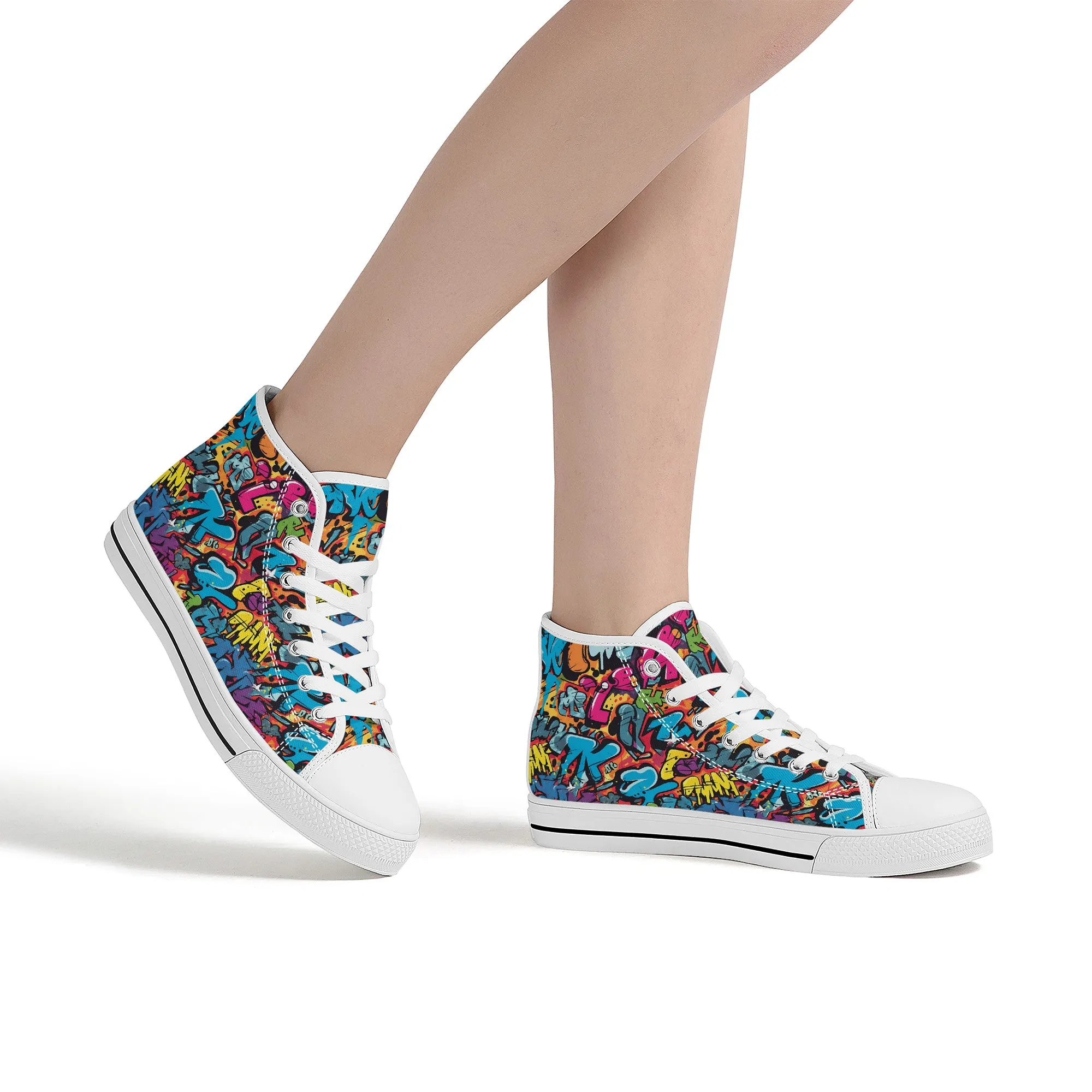 3D Abstract Graffiti Street Art Converse Style High Tops