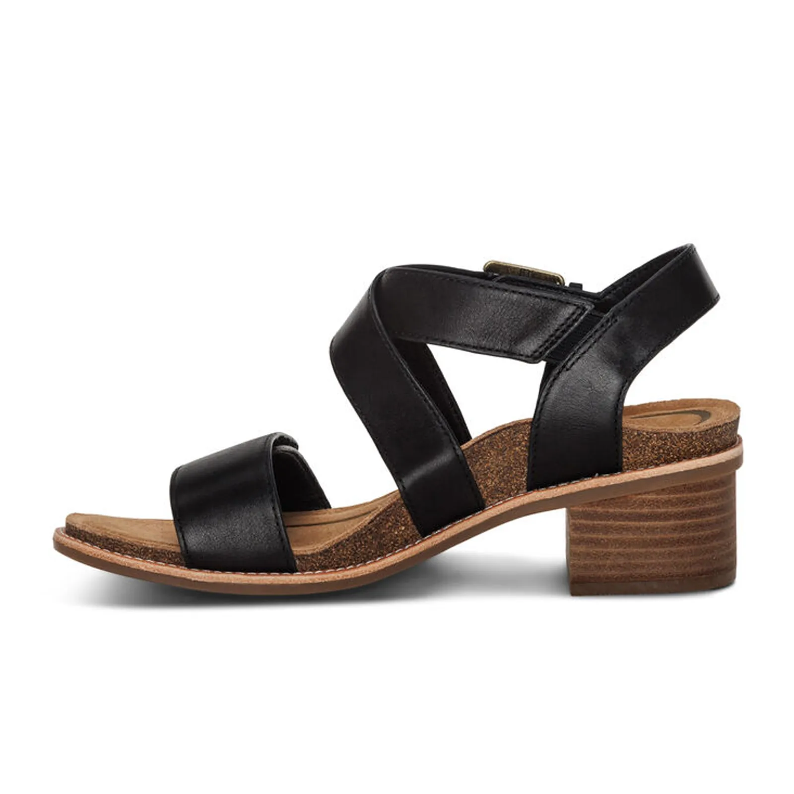 Aetrex Kristin Heeled Sandal (Women) - Black Leather