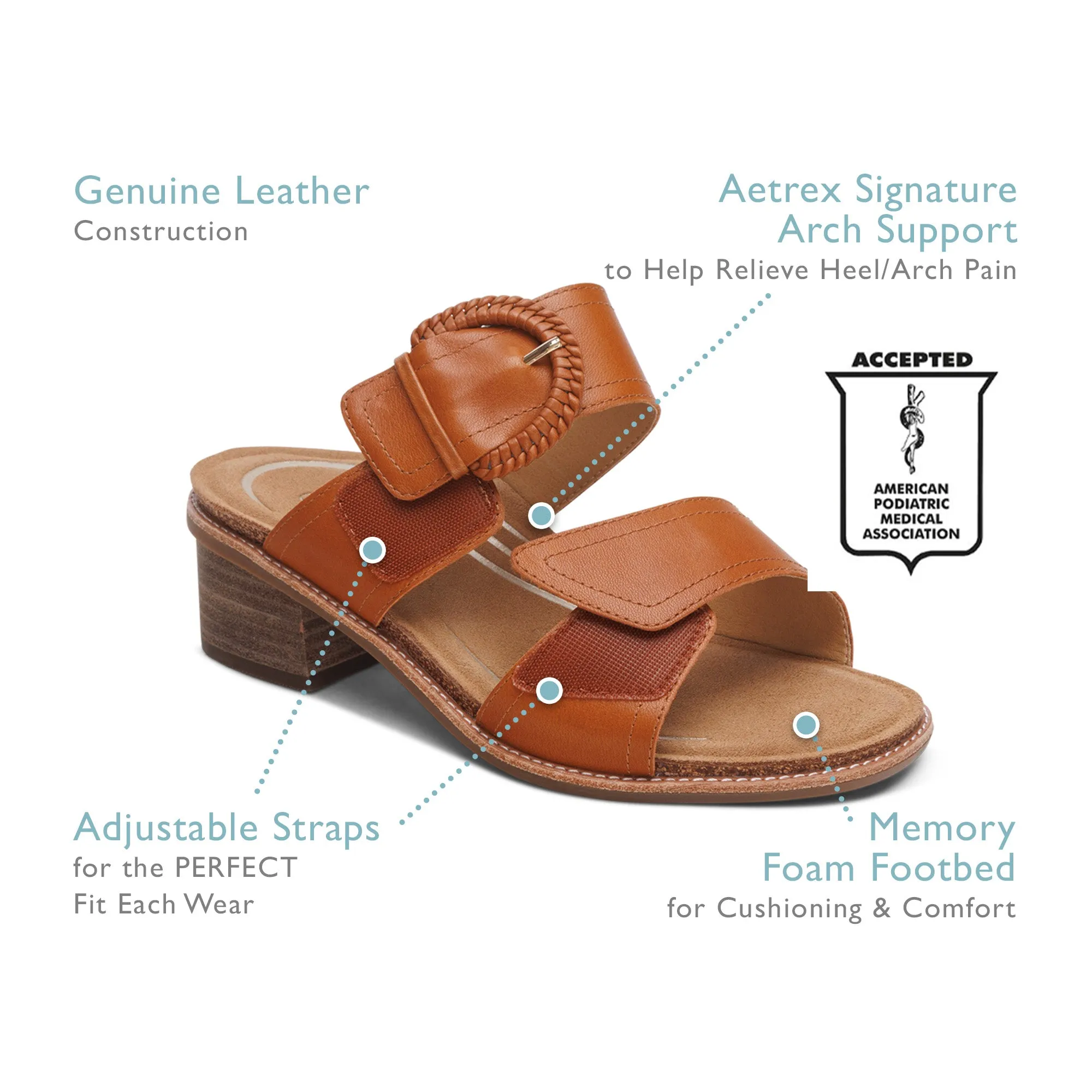 AETREX TATIANA BLOCK WEDGE  COGNAC