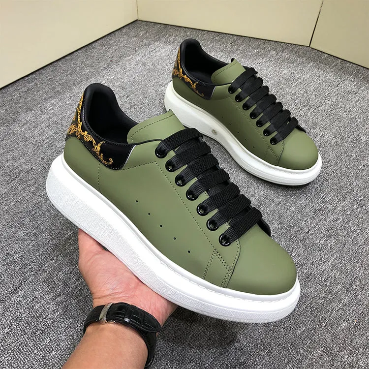 ALISANDRO GRAMMY CHUNKY SOLE LEATHER UNISEX CASUAL SNEAKER IN GREEN