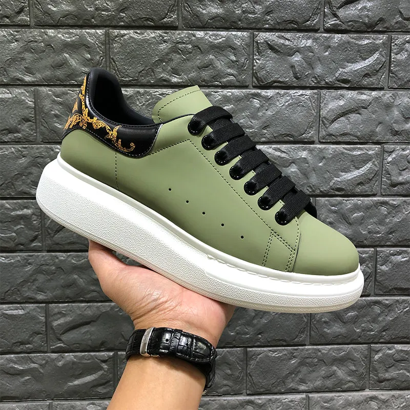ALISANDRO GRAMMY CHUNKY SOLE LEATHER UNISEX CASUAL SNEAKER IN GREEN