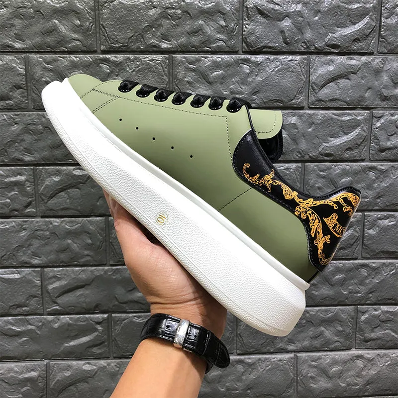 ALISANDRO GRAMMY CHUNKY SOLE LEATHER UNISEX CASUAL SNEAKER IN GREEN