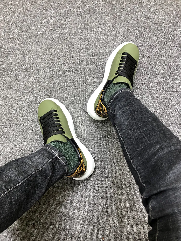 ALISANDRO GRAMMY CHUNKY SOLE LEATHER UNISEX CASUAL SNEAKER IN GREEN