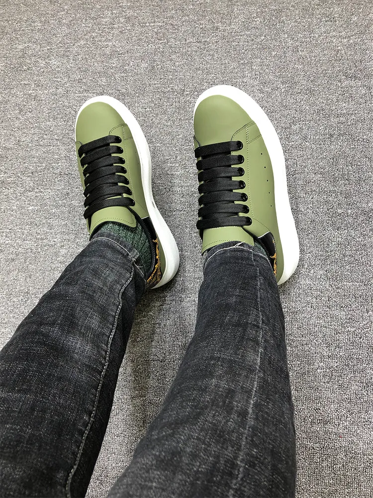 ALISANDRO GRAMMY CHUNKY SOLE LEATHER UNISEX CASUAL SNEAKER IN GREEN
