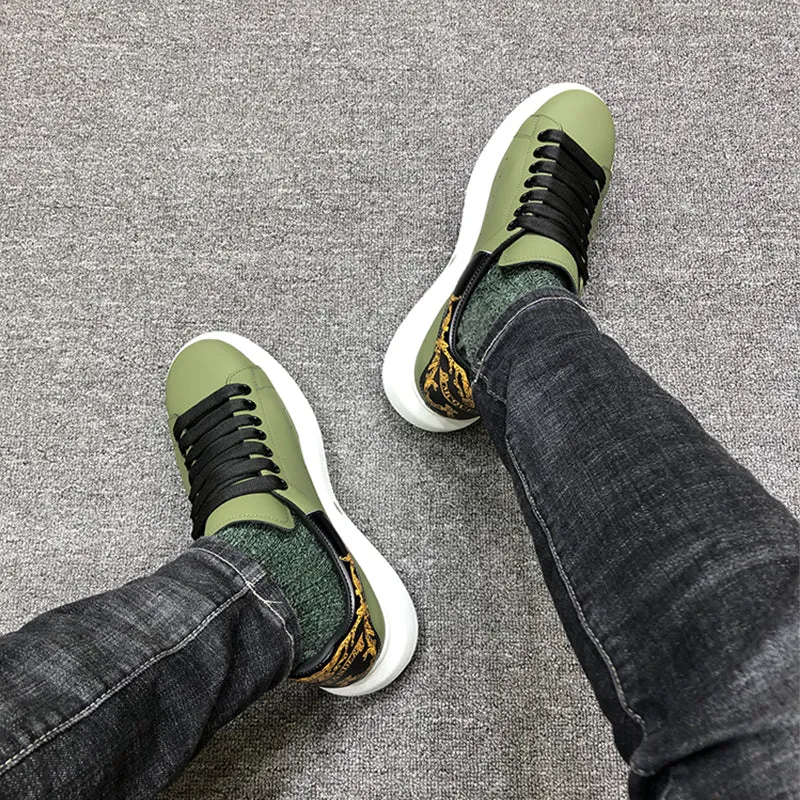 ALISANDRO GRAMMY CHUNKY SOLE LEATHER UNISEX CASUAL SNEAKER IN GREEN