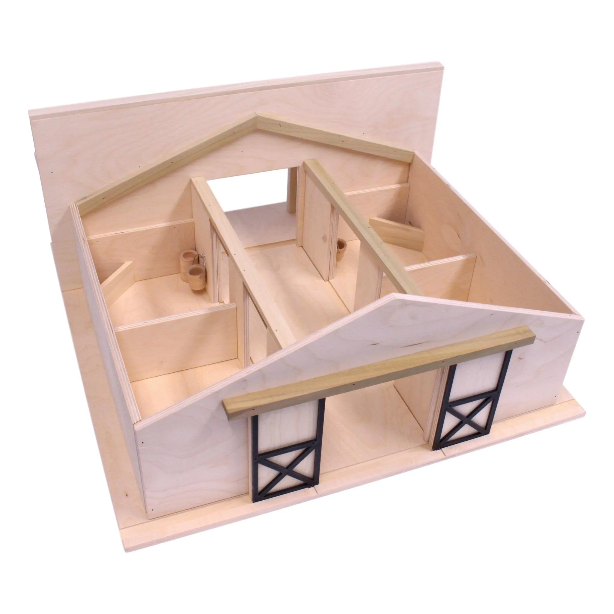 Amish-Made Large Wooden Western Horse Barn Toy