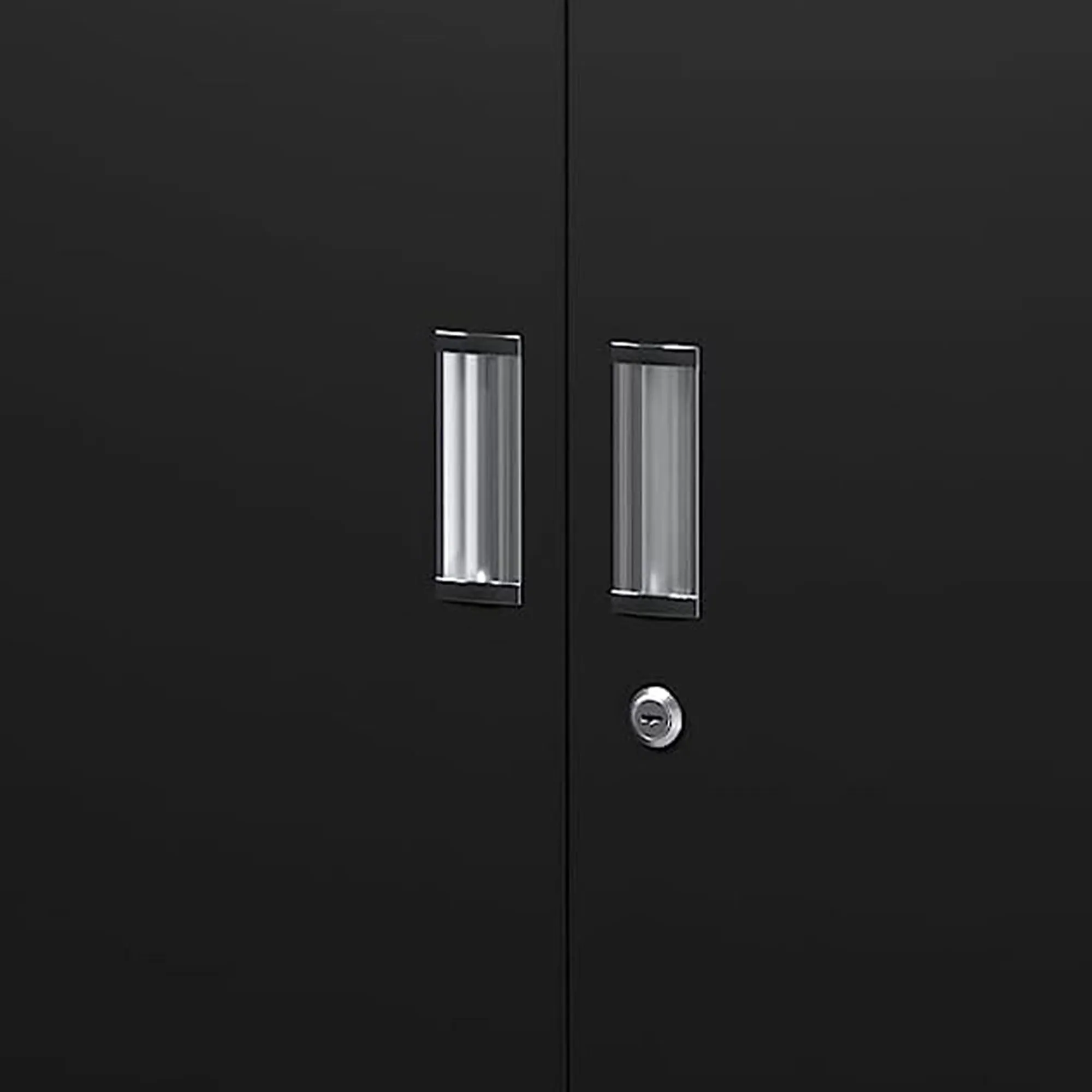 AOBABO Lockable Storage Cabinet, Adjustable Shelves & Wheels, Black (Open Box)