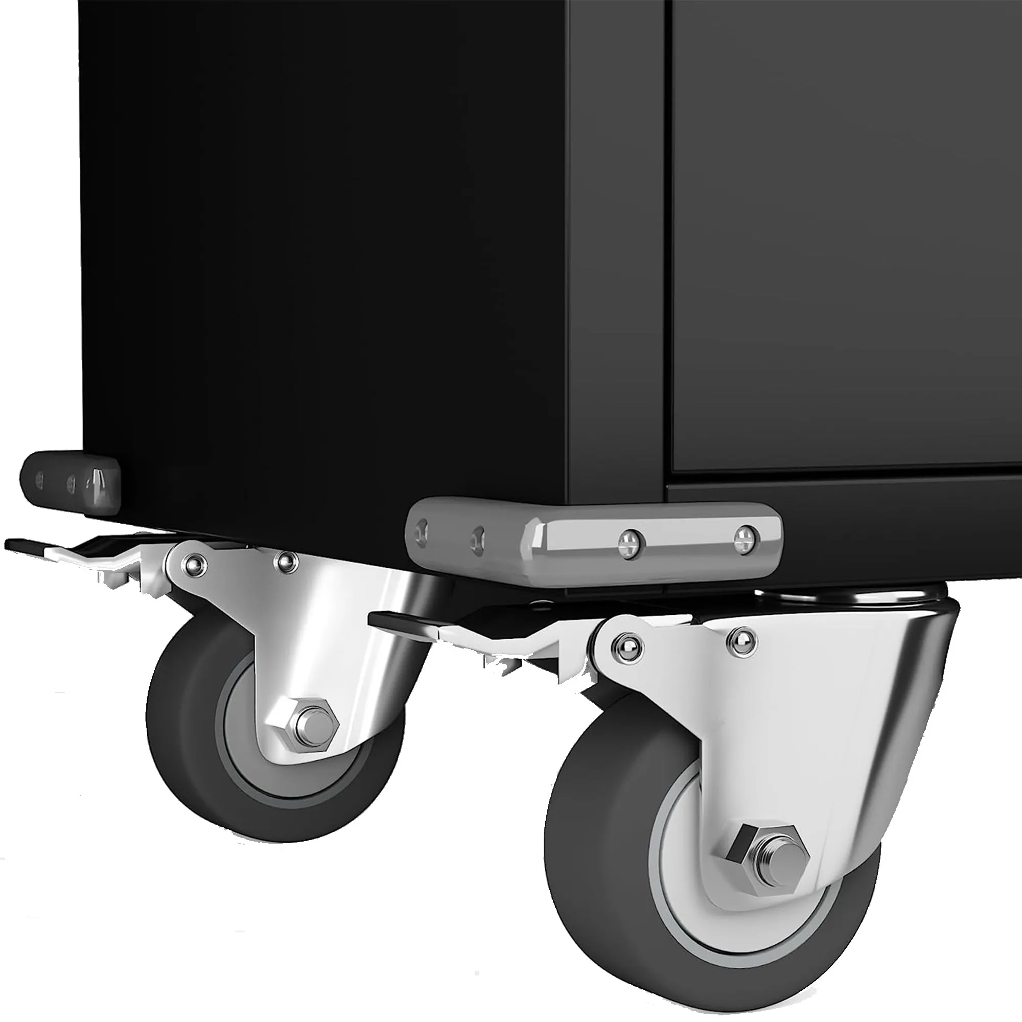 AOBABO Lockable Storage Cabinet, Adjustable Shelves & Wheels, Black (Open Box)