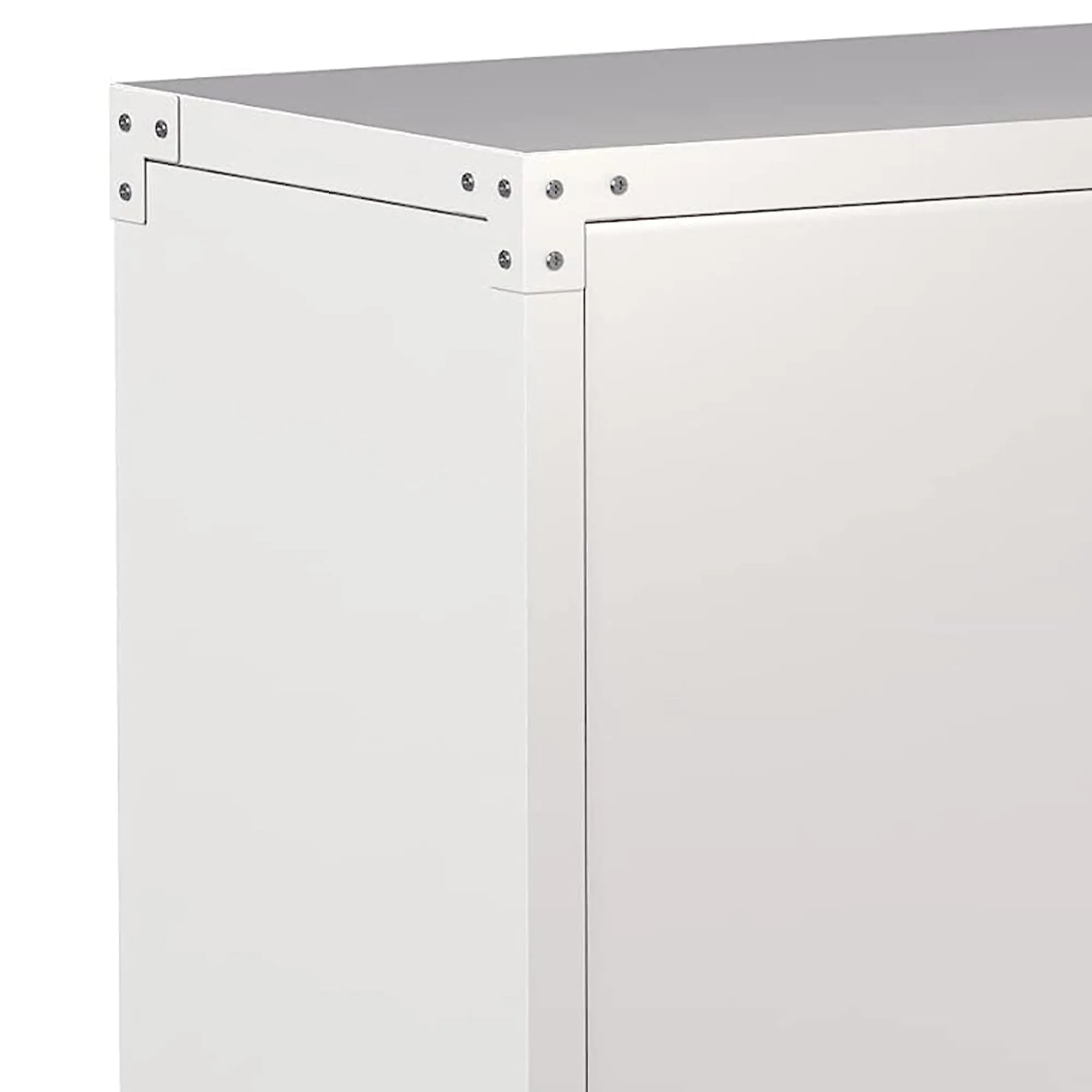 AOBABO Steel Lockable Office Storage Cabinet, Adjustable Shelves & Wheels, White