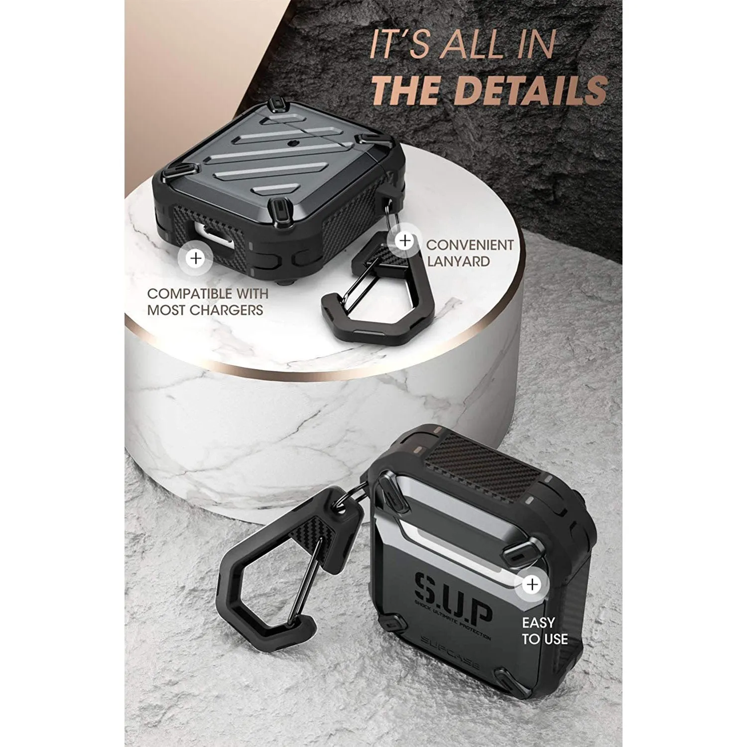 Apple AirPods 1 & 2 Unicorn Beetle Pro Rugged Case-Black