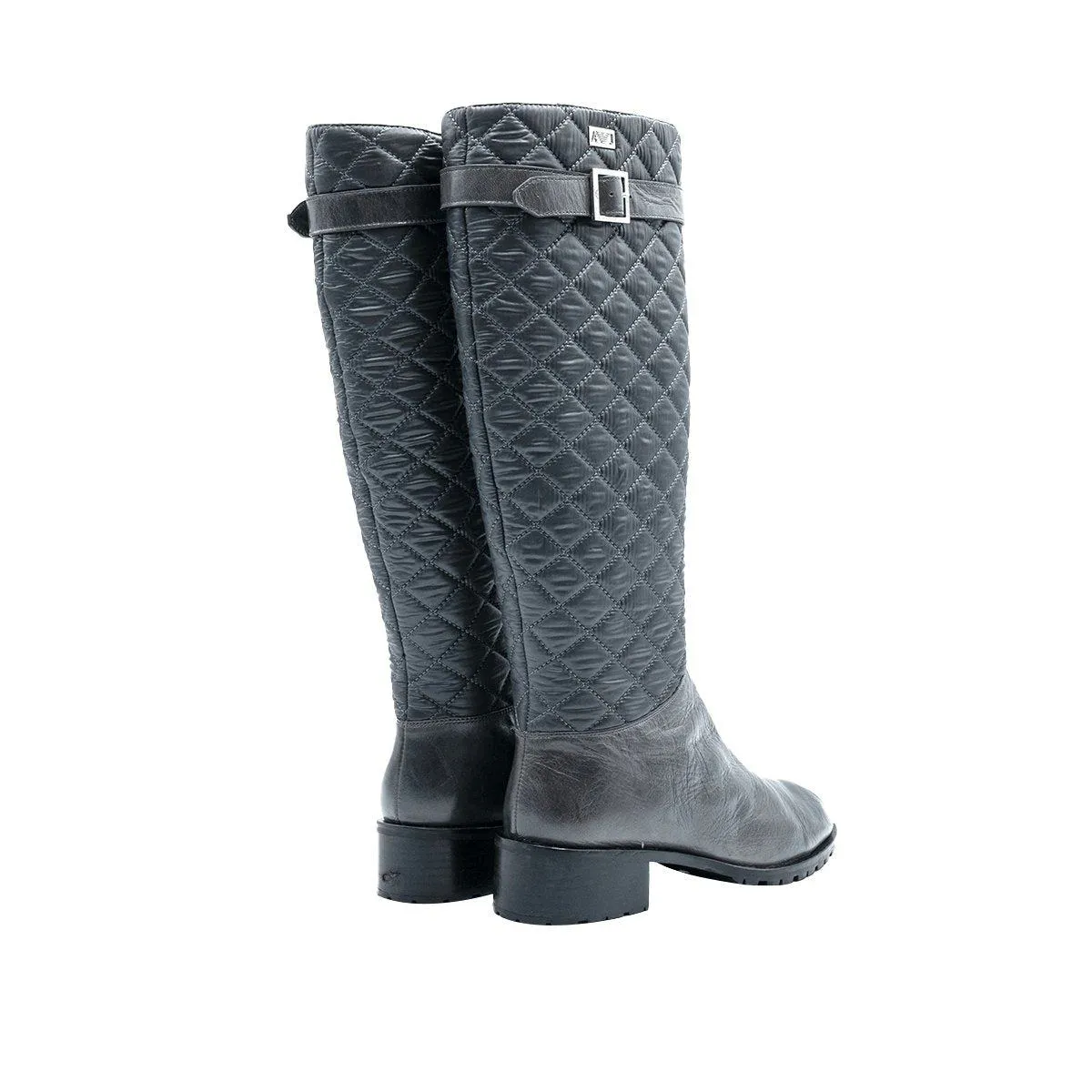 Armani Jeans Puffed High Boots Leather Grey Colour For Women