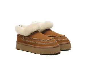 AUSTRALIAN SHEPHERD® UGG Boots Women Sheepskin Wool Collar Ankle Platform Mini Santana