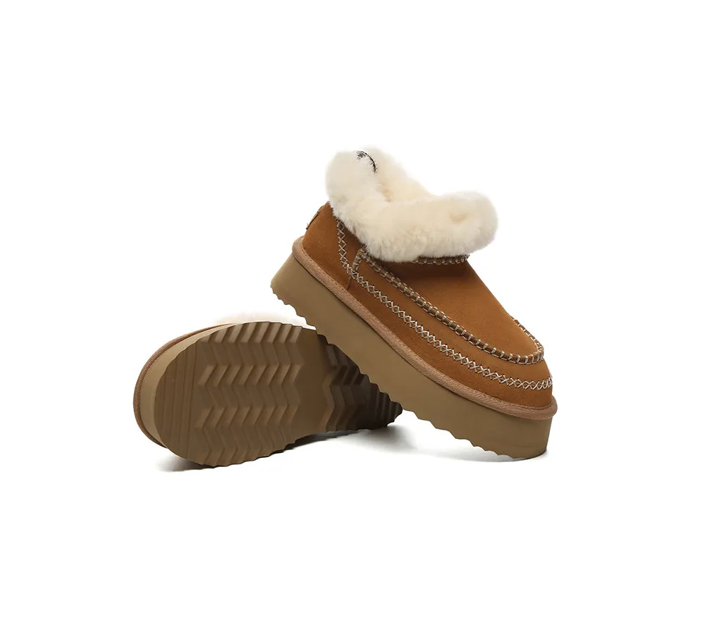 AUSTRALIAN SHEPHERD® UGG Boots Women Sheepskin Wool Collar Ankle Platform Mini Santana