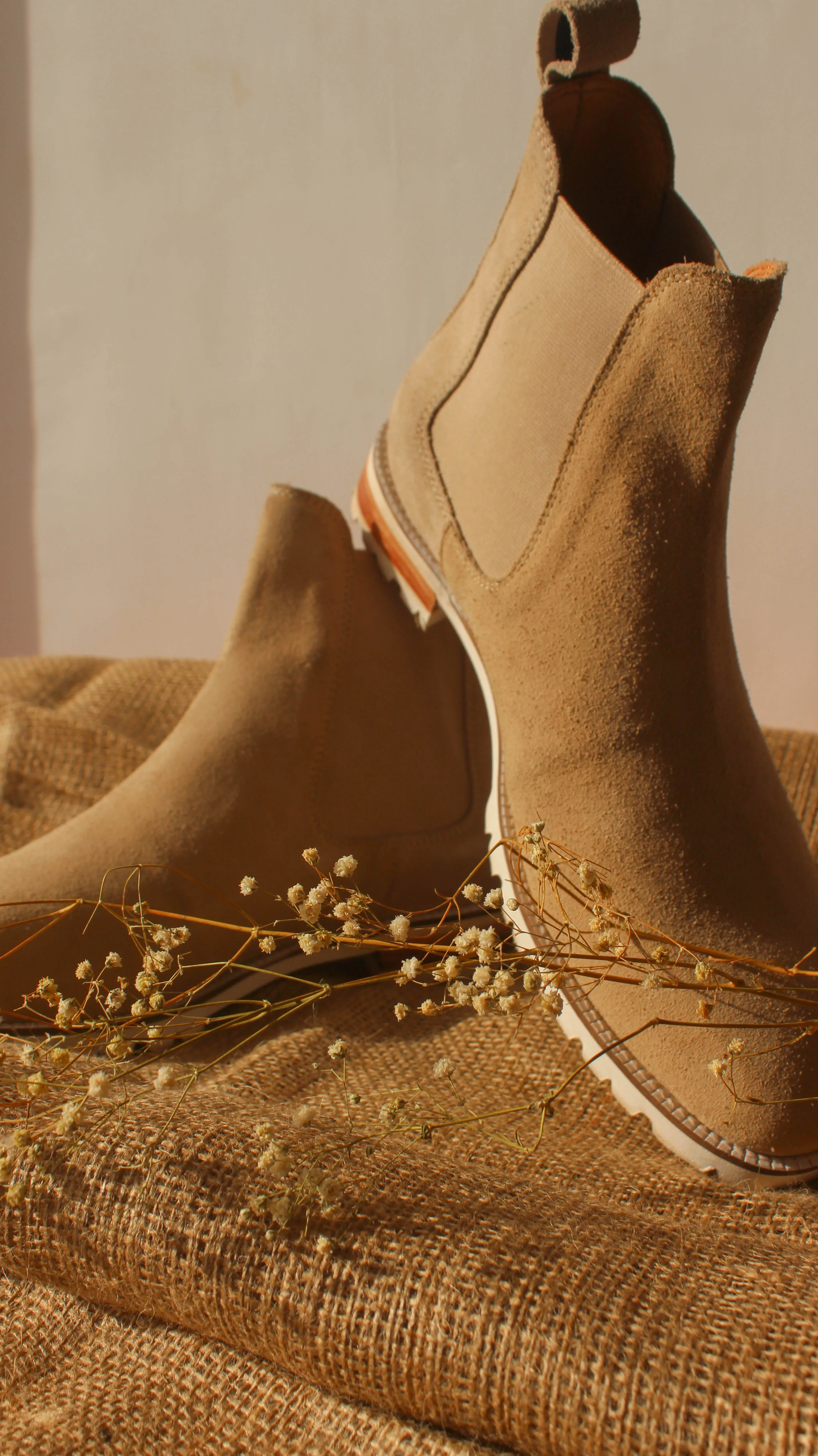 Beige Suede Leather Ferneto Chunky Chelsea Boots - Hiking and Trekking Boots