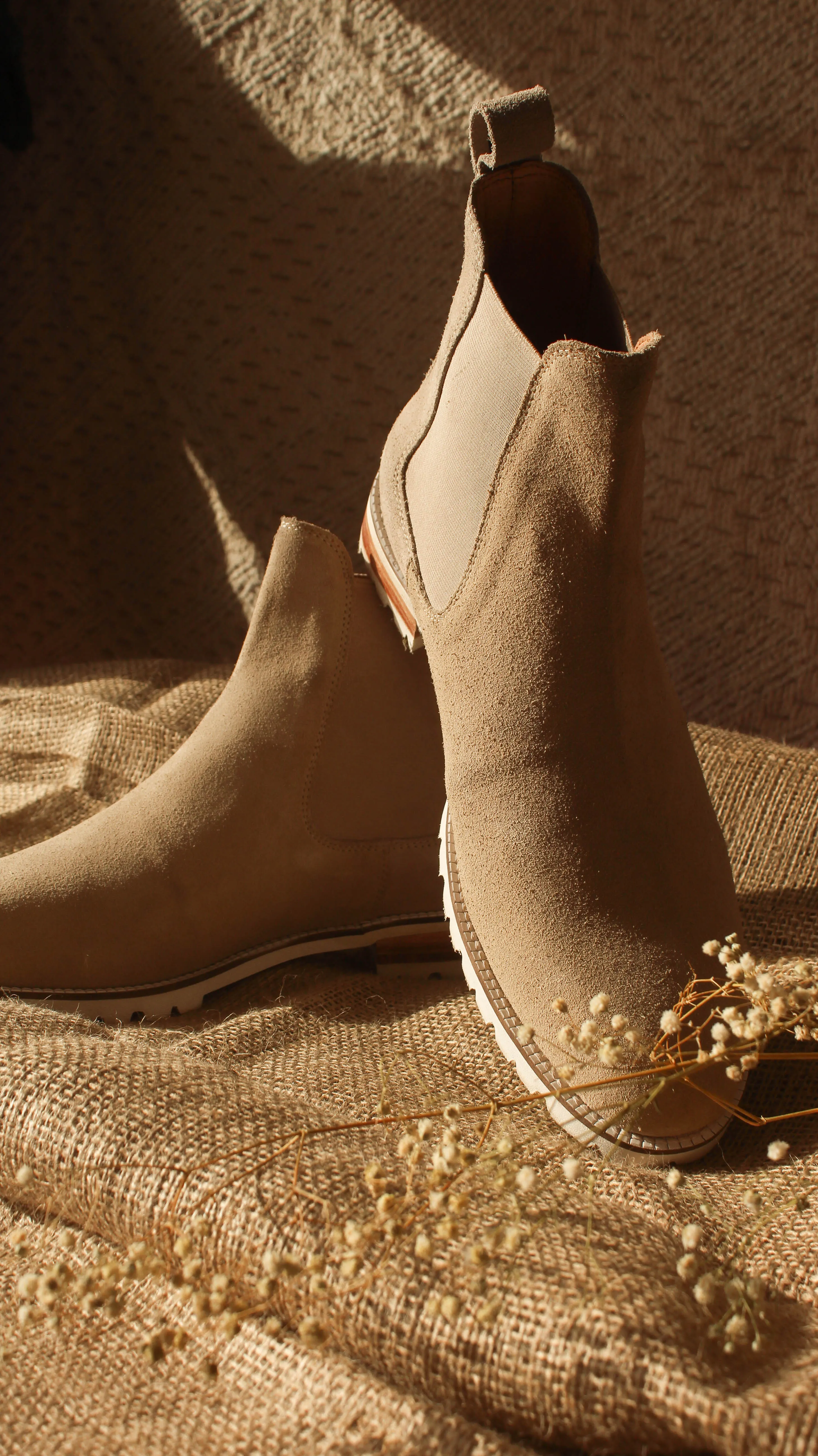 Beige Suede Leather Ferneto Chunky Chelsea Boots - Hiking and Trekking Boots