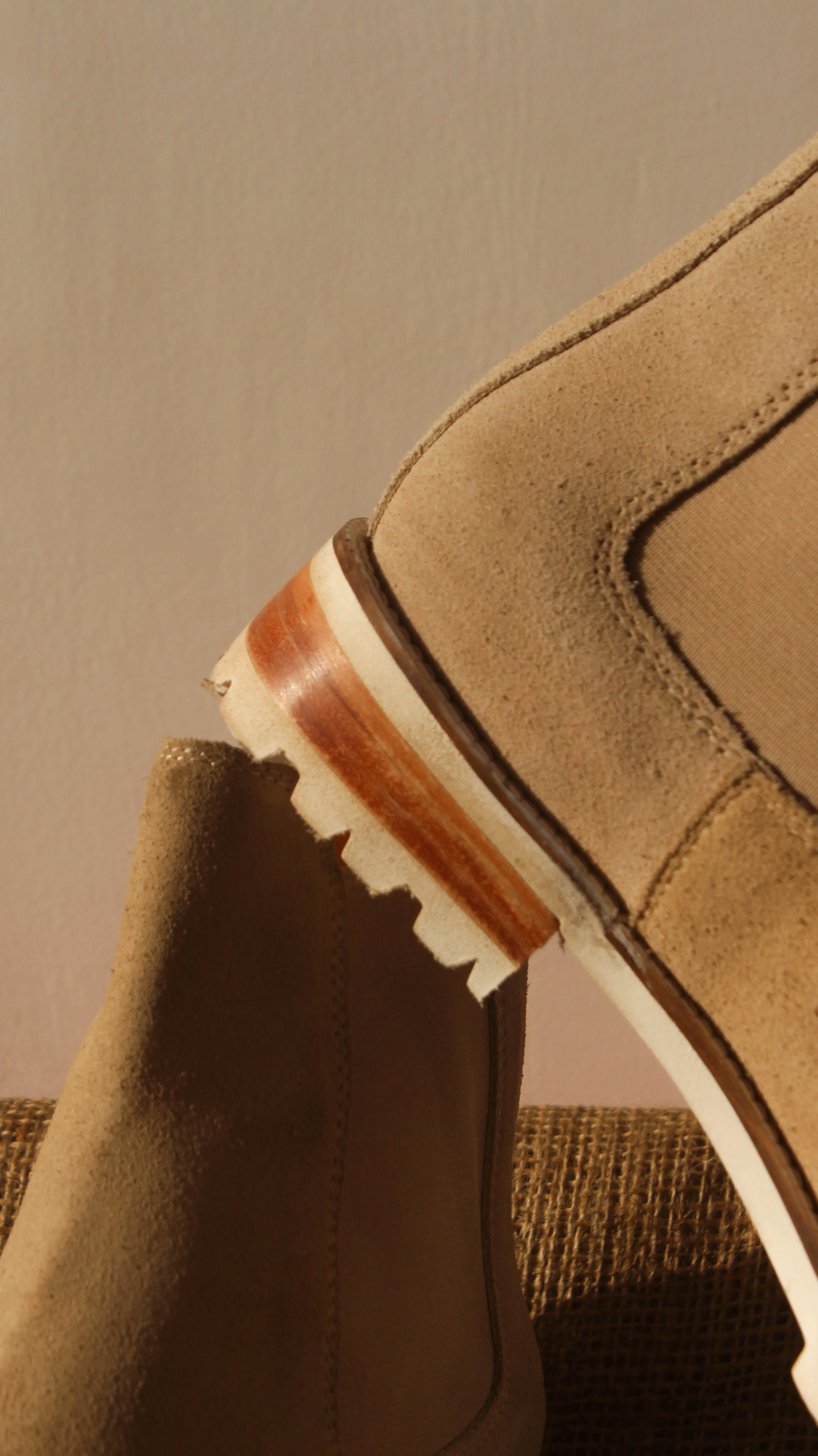 Beige Suede Leather Ferneto Chunky Chelsea Boots - Hiking and Trekking Boots