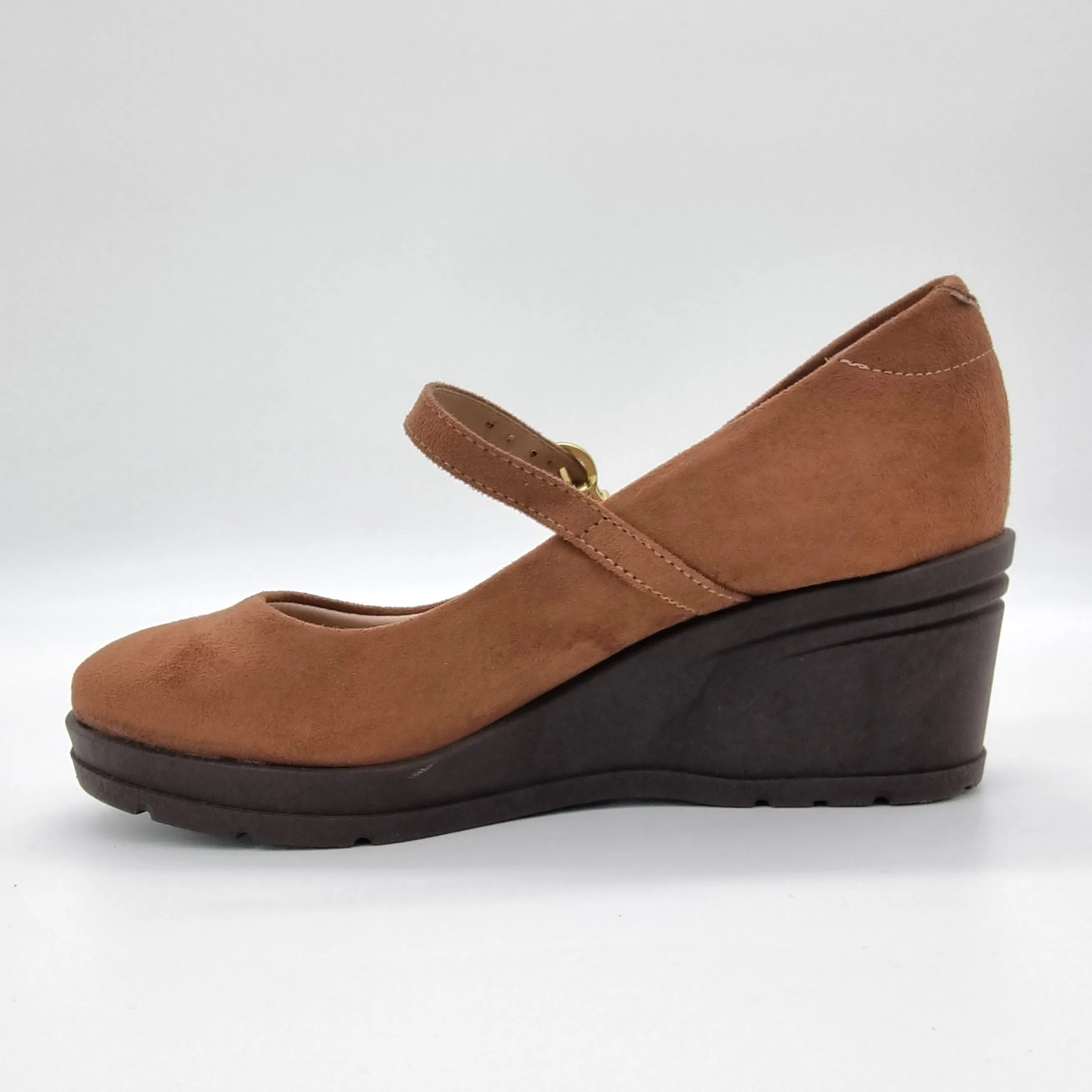 Beira Rio 4299-101 Mary-Jane Wedge in Amber Suede