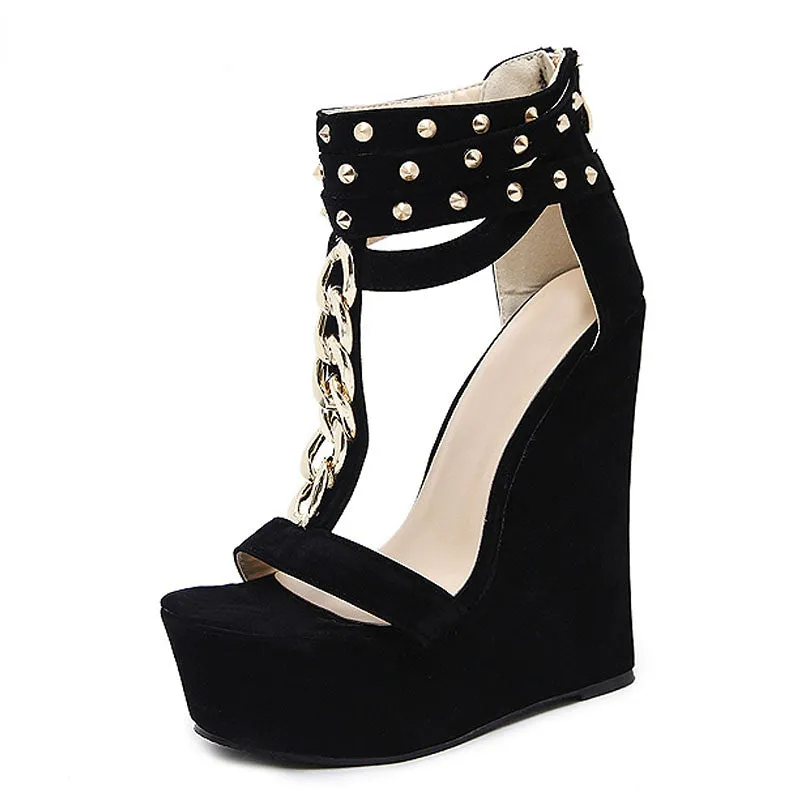 BerriesJam - High Heels Fashion Chain Platform Wedges