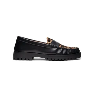 Black & Animal Print Penny Chunky Loafer