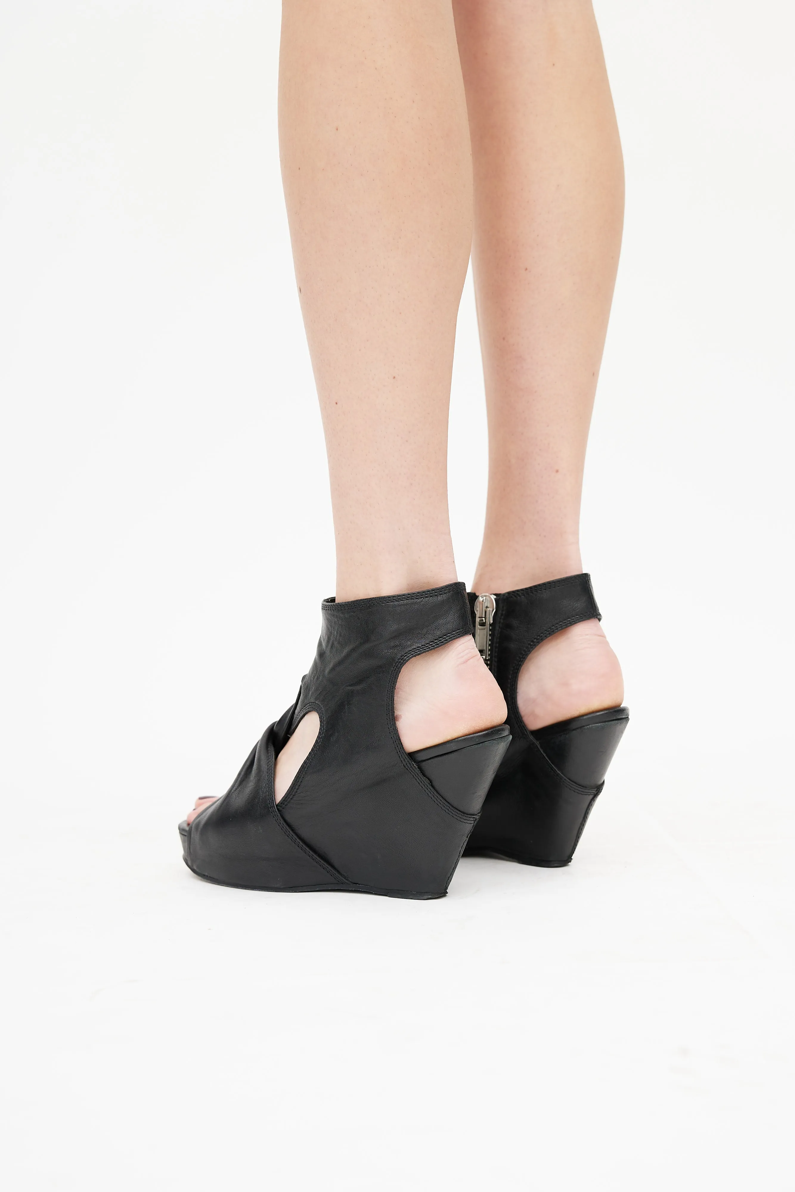 Black Criss Cross Wedge Heel