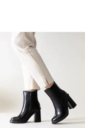Black eco leather heel boots