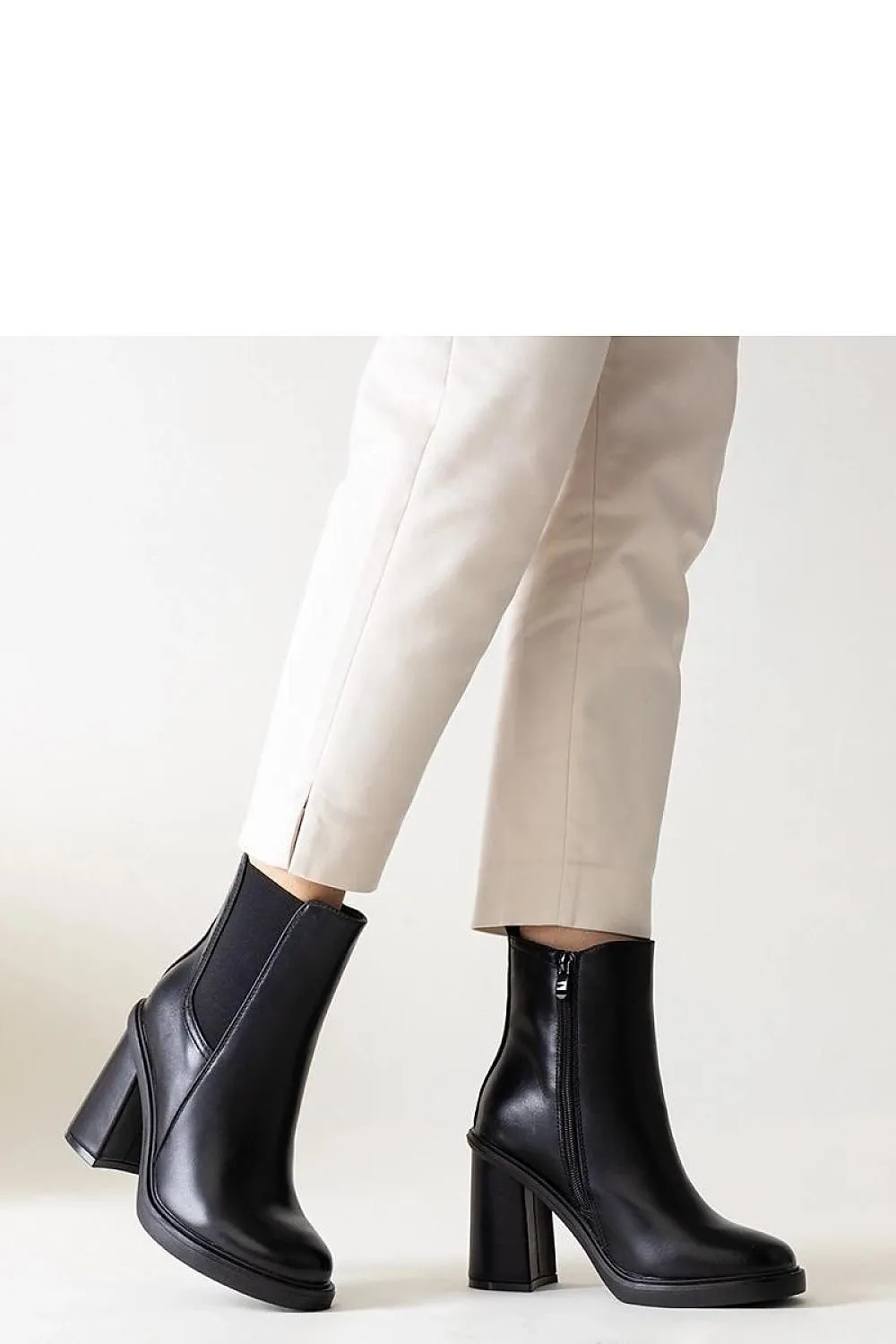 Black eco leather heel boots