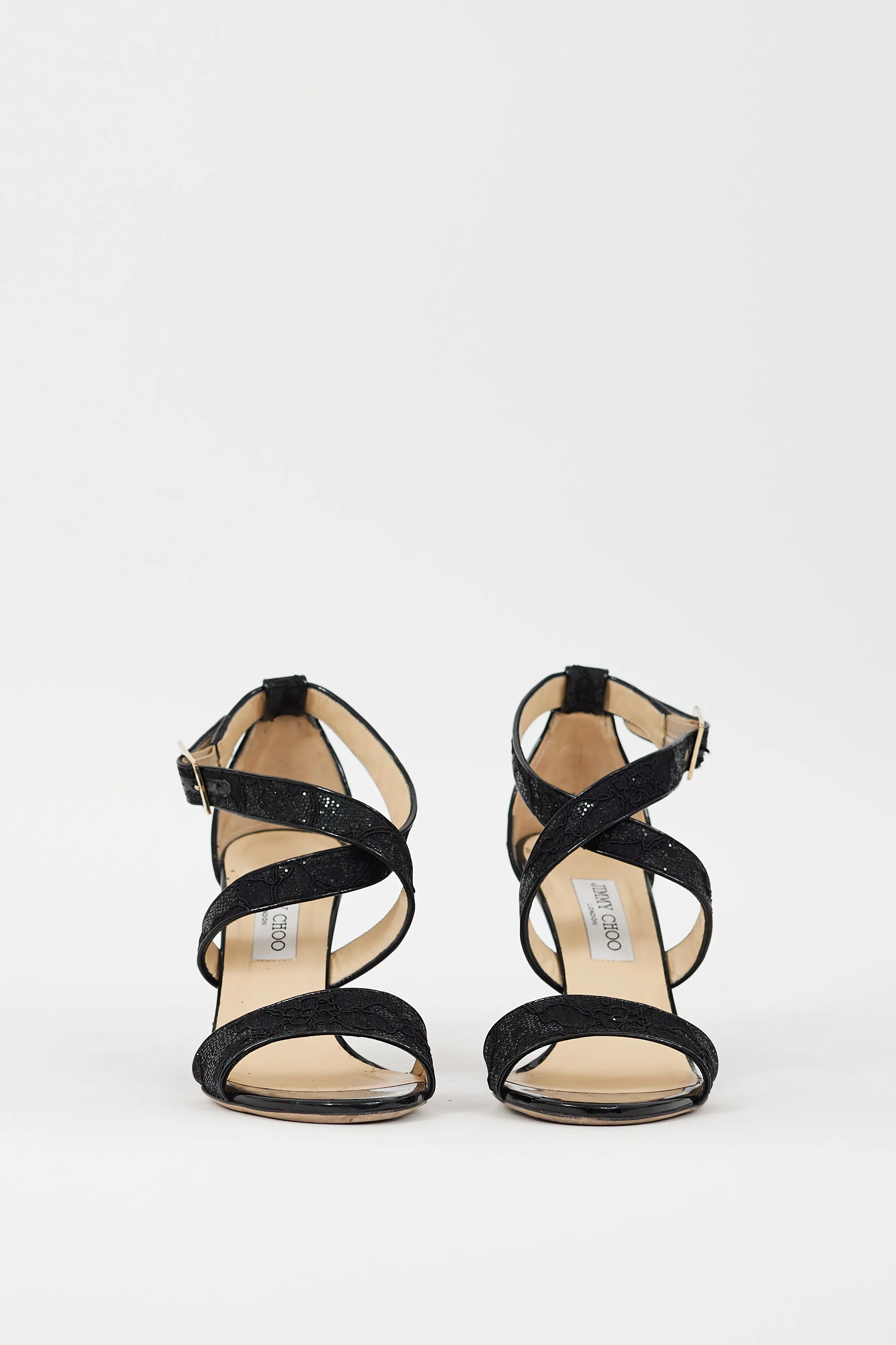 Black Glitter Floral Lace Fearne Wedge