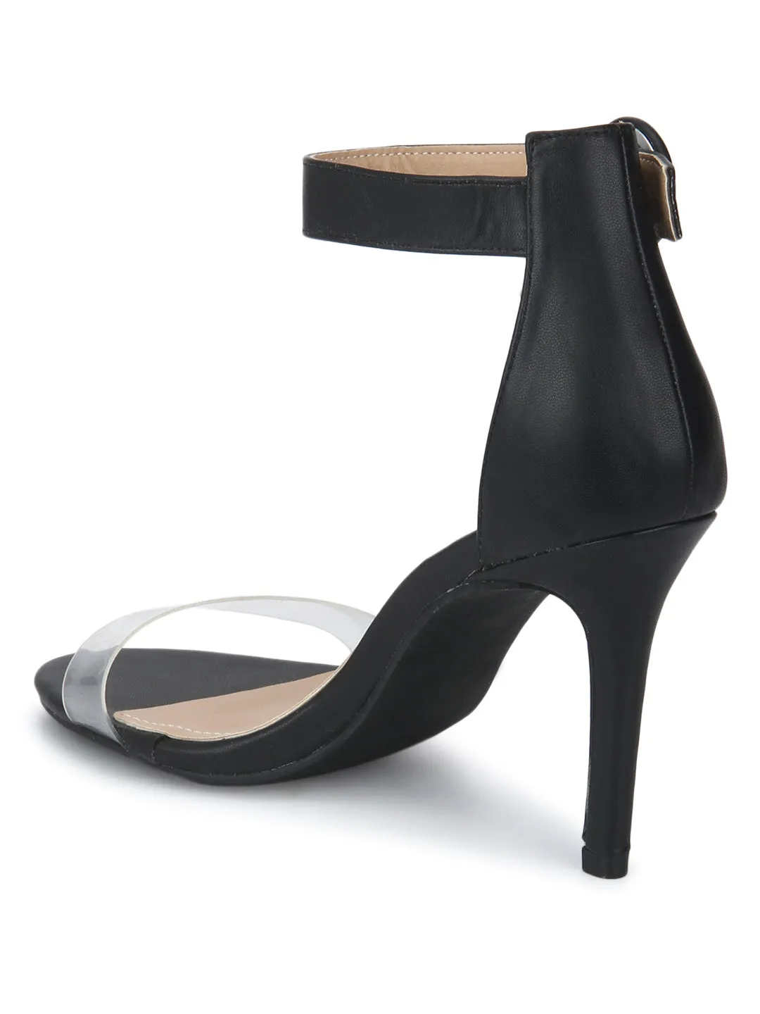 Black PU Perspex Strap Stilettos