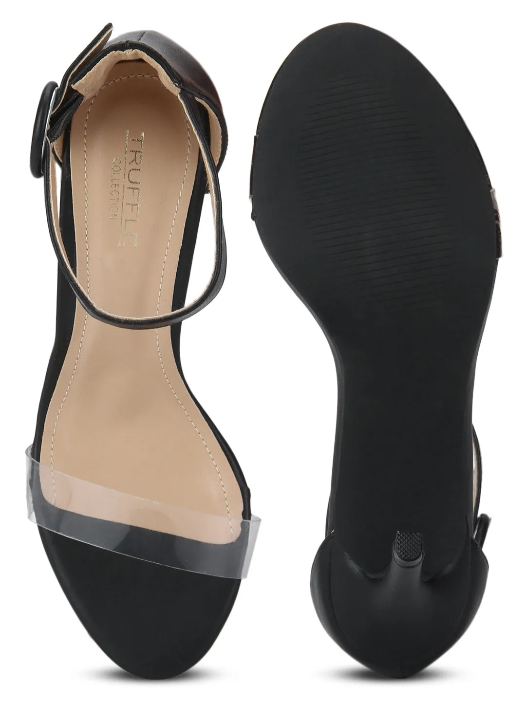 Black PU Perspex Strap Stilettos