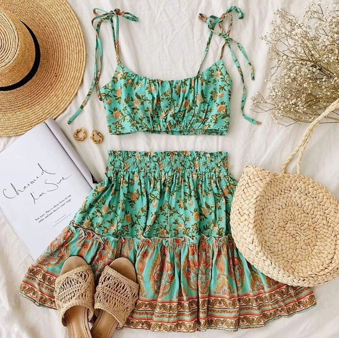 Boho Mini Skirt Lazuli from the Lazuli Set (Top   Skirt)