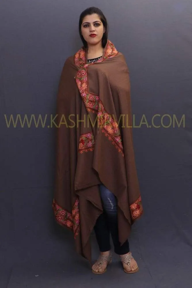 Brown Colour Base With Four Sided Multicoloured Running Border Is A Perfect Wrap.