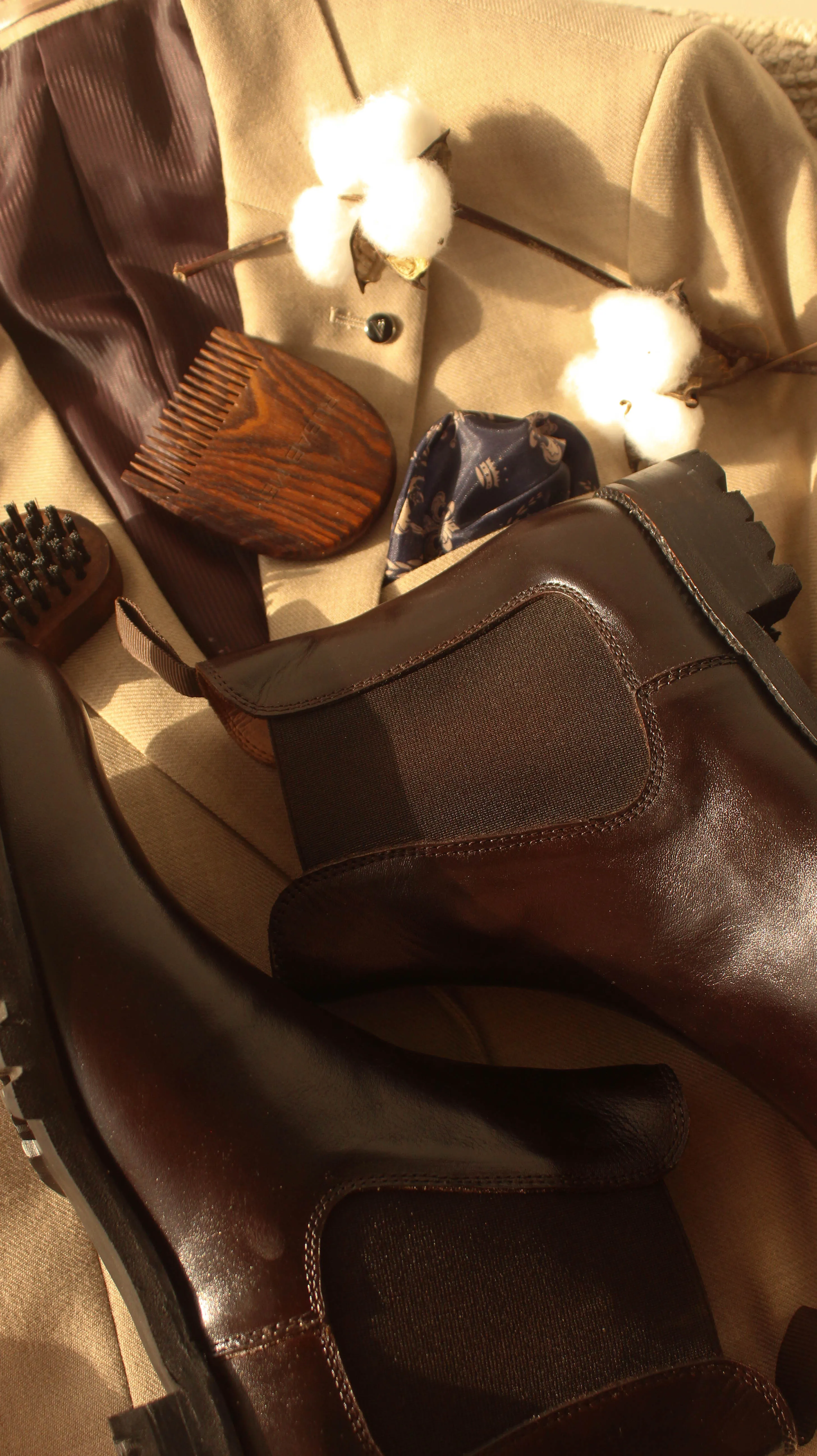 Brown Leather Ferneto Chunky Chelsea Boots - Hiking and Trekking Boots