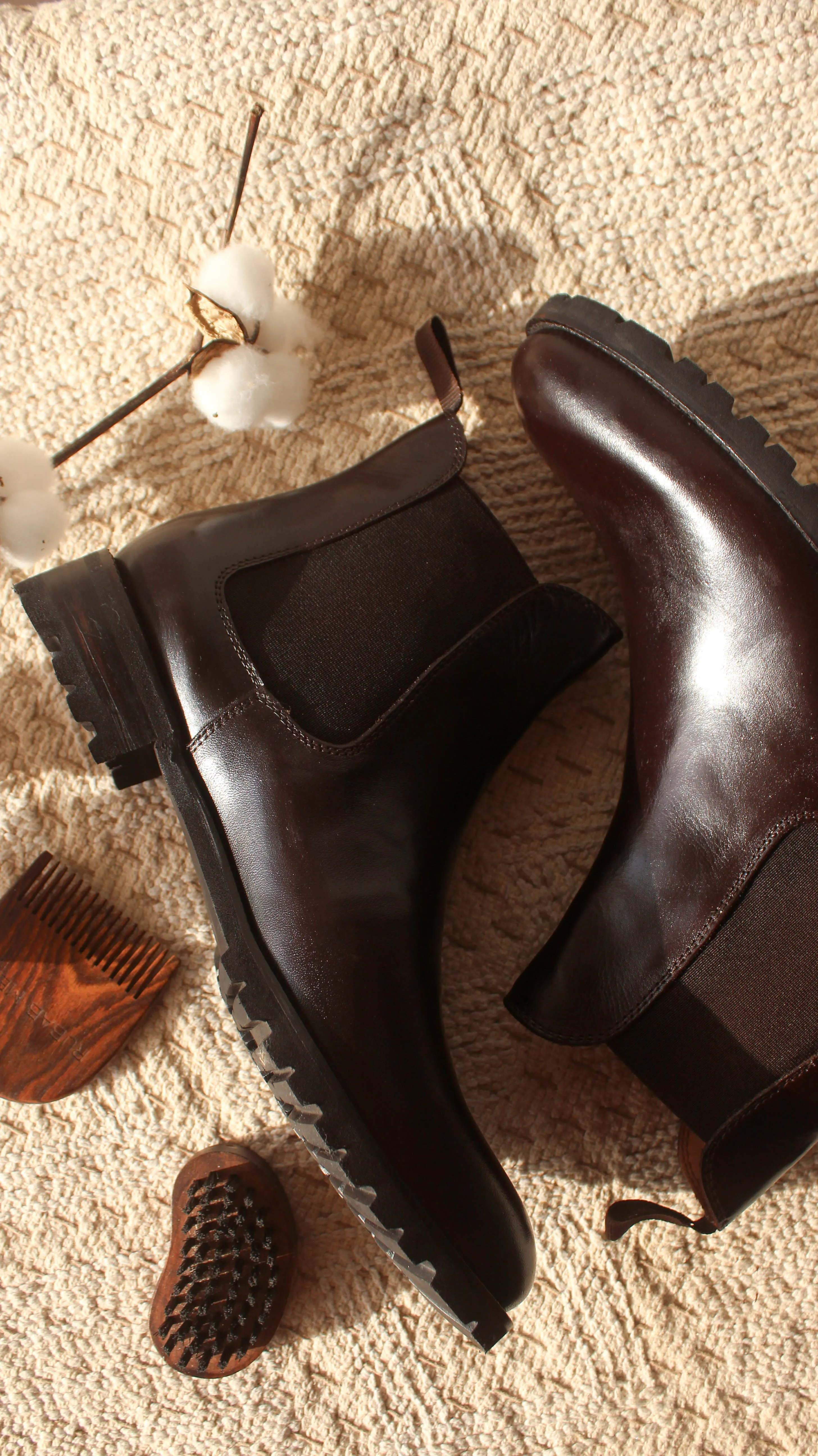 Brown Leather Ferneto Chunky Chelsea Boots - Hiking and Trekking Boots