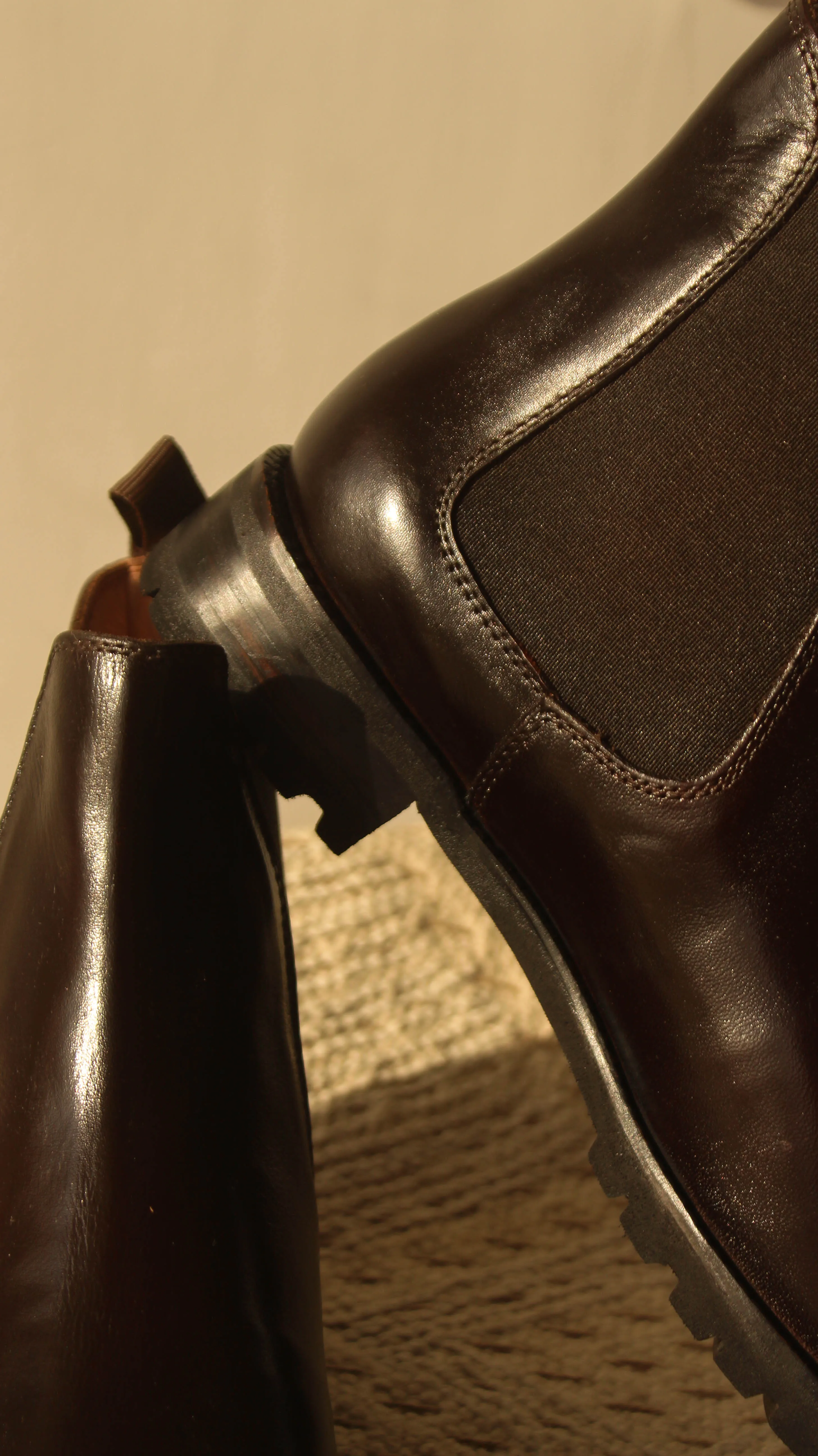 Brown Leather Ferneto Chunky Chelsea Boots - Hiking and Trekking Boots