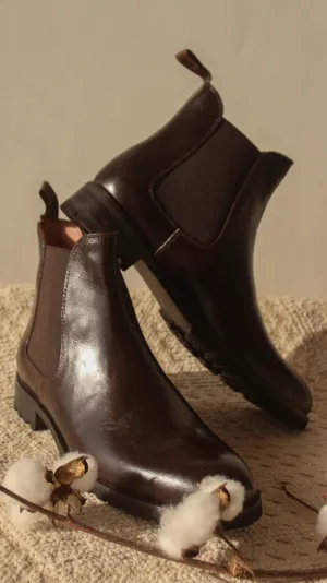 Brown Leather Ferneto Chunky Chelsea Boots - Hiking and Trekking Boots