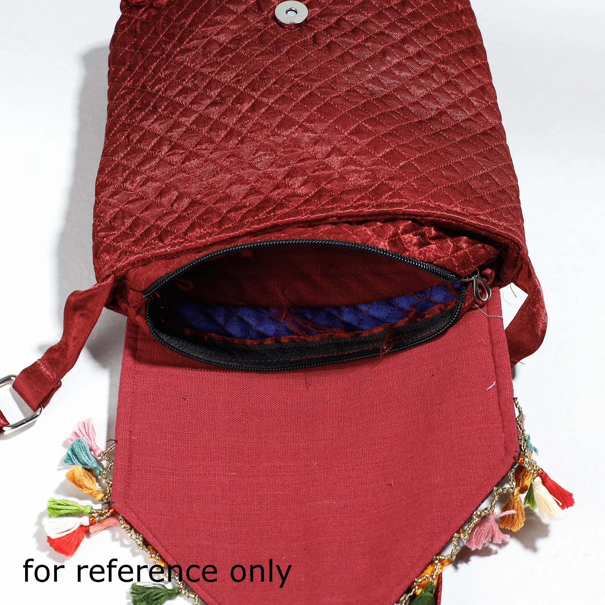 Brown - Soof Stitch Embroidery Pure Handloom Mashru Silk Sling Flap Bag