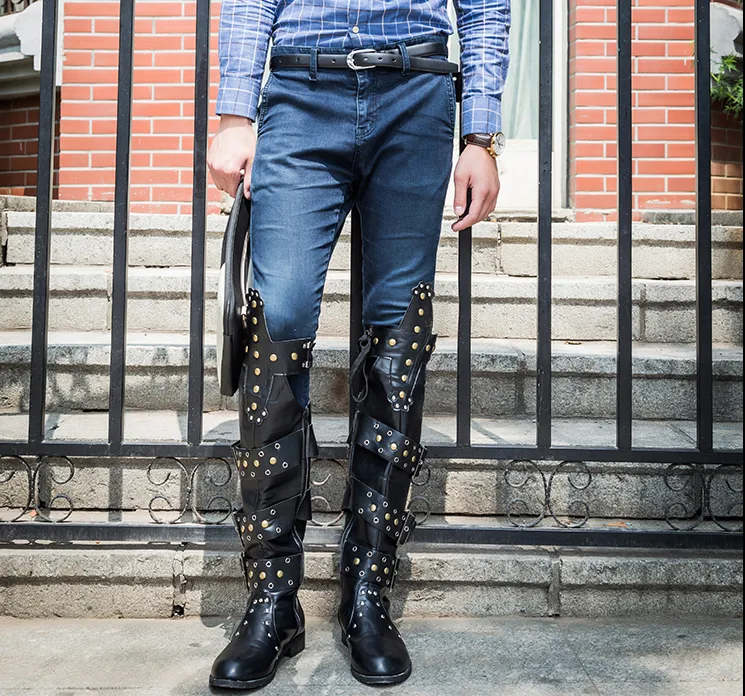 BUCKHEN BUCKLED SYLVAN CUBAN LONG BOOTS IN BLACK