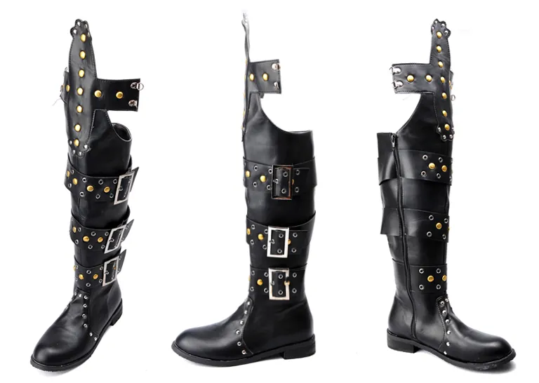 BUCKHEN BUCKLED SYLVAN CUBAN LONG BOOTS IN BLACK
